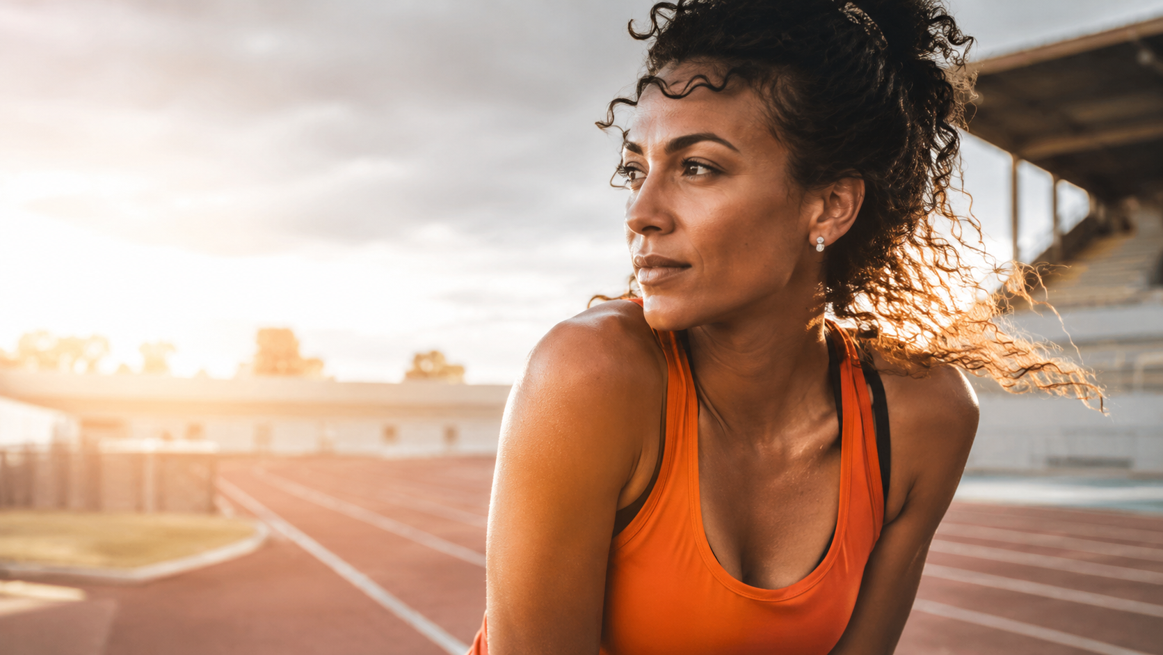 Atleta donna in allenamento sulla pista